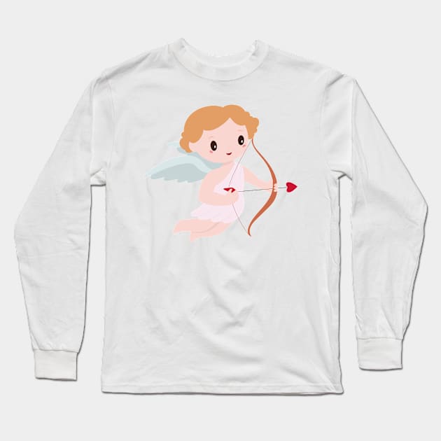 Angel with bow and arrow Long Sleeve T-Shirt by MyBeautifulFiles